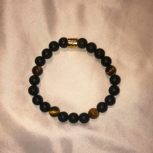 Men’s Bracelet, Black, Tigers eye, and gold